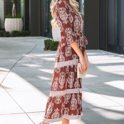 Holly - Brown Floral Tiered Maxi Dress - Image 5