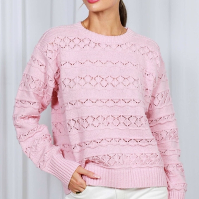 Ally textured Crochet Knitted Sweater - Image 10