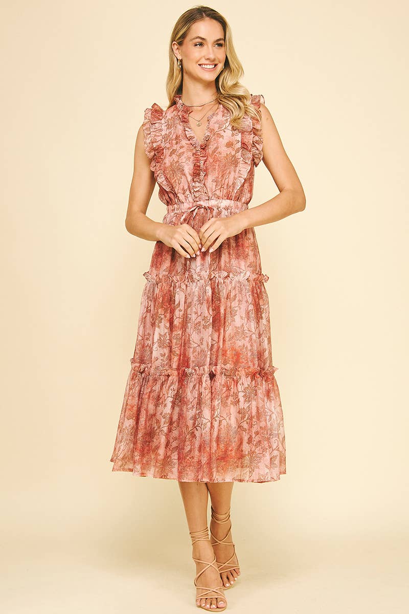 Janette- Floral Tiered Midi Dress - Image 5