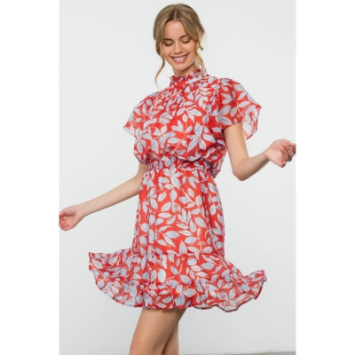 Rowena-Flutter Sleeve Print Dress - Image 9
