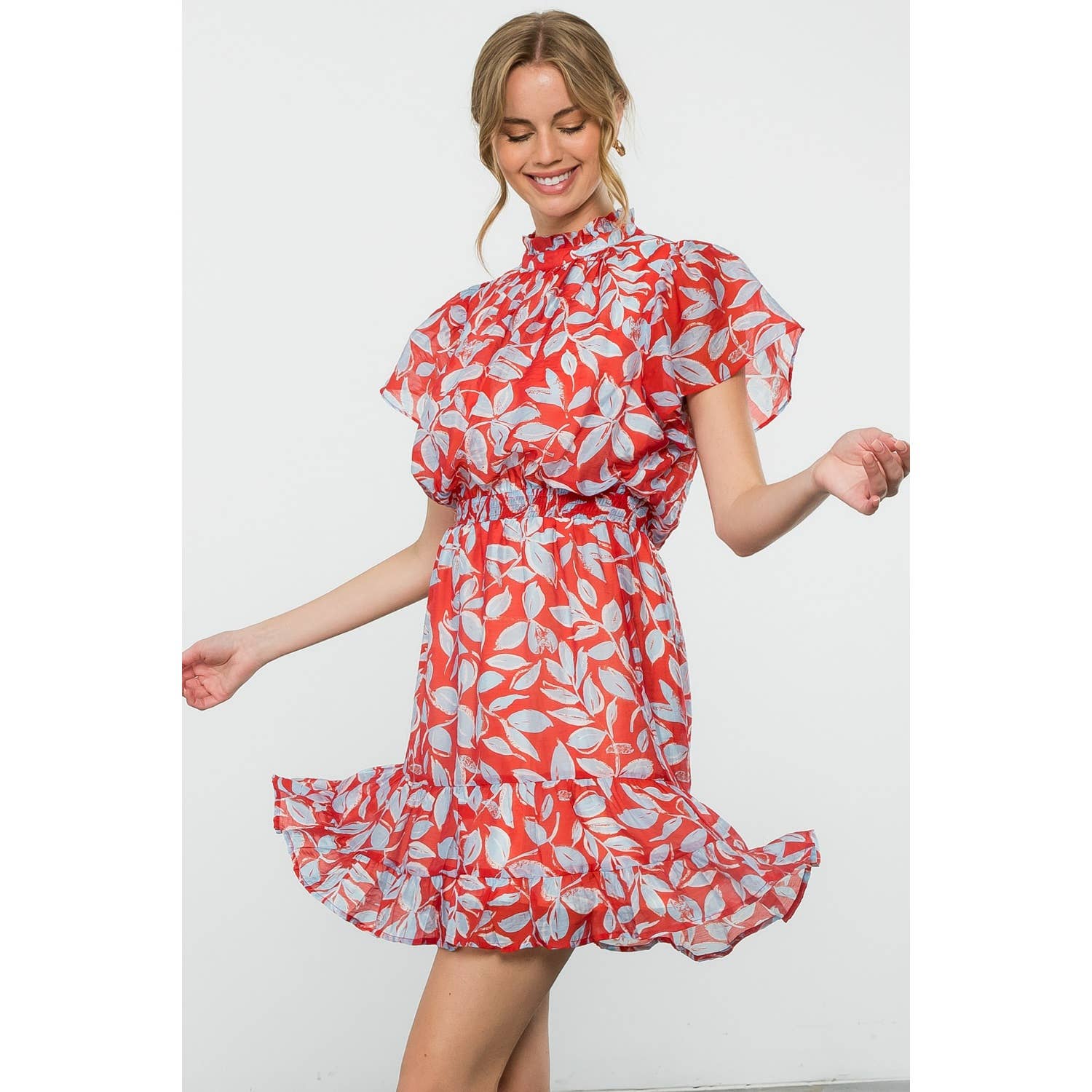 Rowena-Flutter Sleeve Print Dress - Image 9