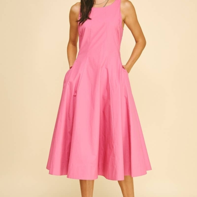 LISSETTE- FITTED BODICE FLARED MIDI DRESS