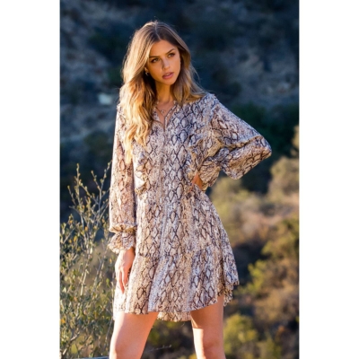 Vera-Snake Print Ruffle Dress - Image 10