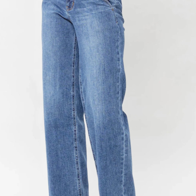 Eva - Sky Blue Double Button Zip Fly Straight Leg Jeans - Image 3