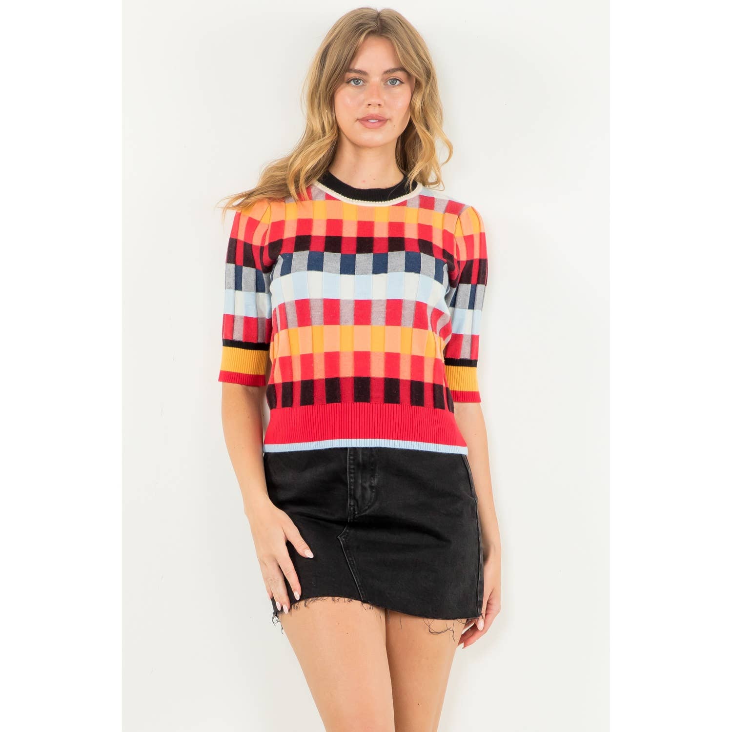 Michelle - Short Sleeve Textured Knit Top - Image 6