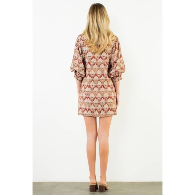 Alina - Long Sleeve Pattern Button Down Dress - Image 5