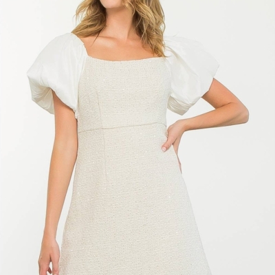 Mixed Media Tweed Dress - Image 11