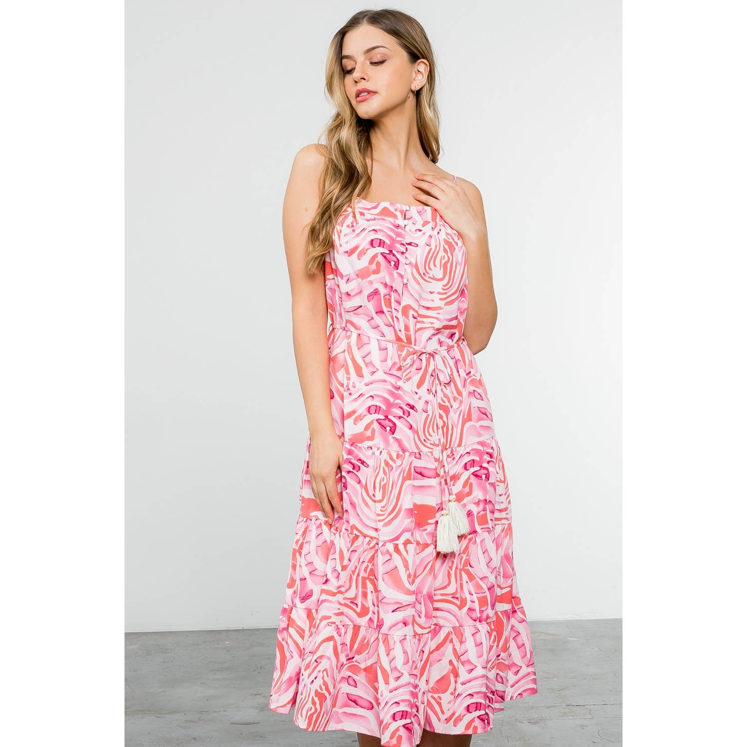IAH- Abstract Print Tiered Dress - Image 4