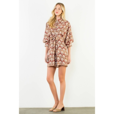Alternative view of Alina - Long Sleeve Pattern Button Down Dress