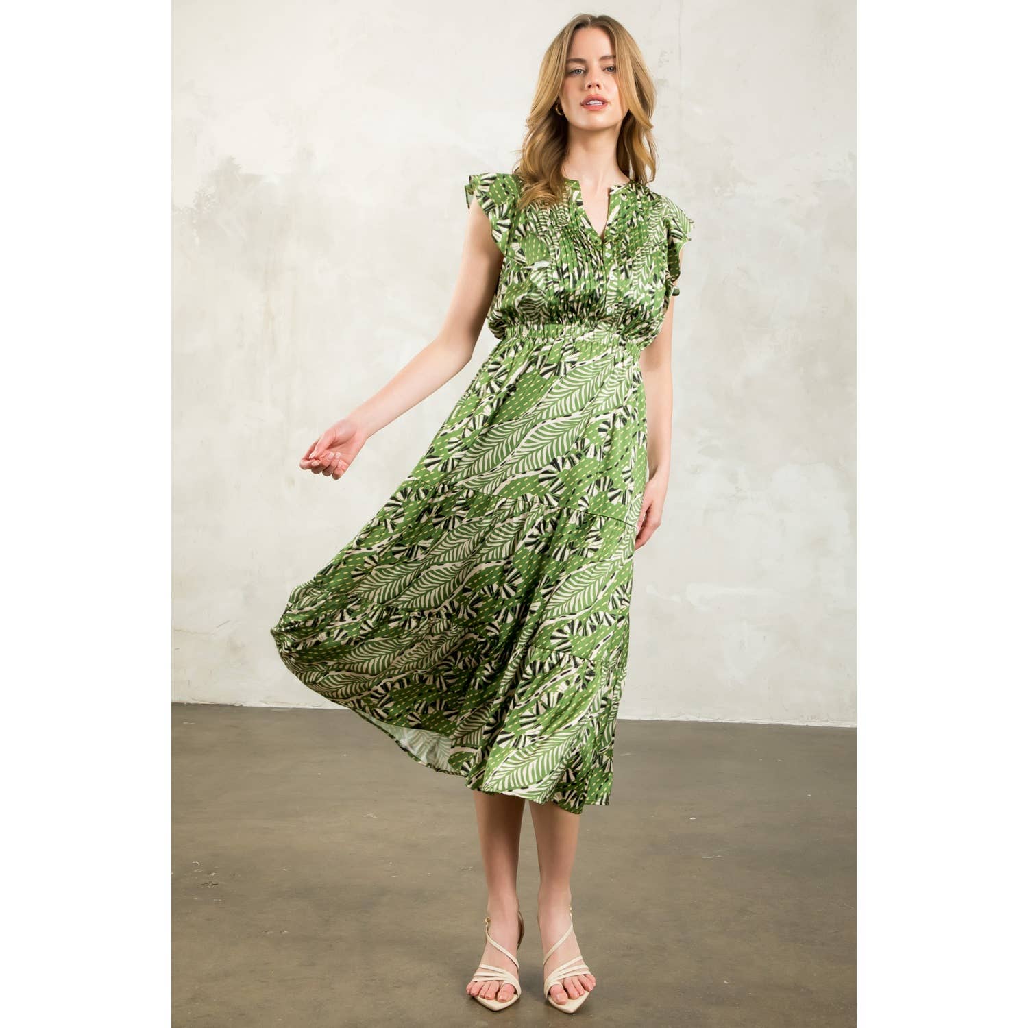 Gwen - Flutter Sleeve Print Tiered Dress - Image 6