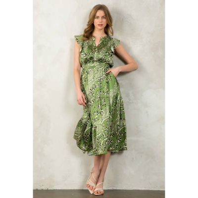 Gwen - Flutter Sleeve Print Tiered Dress - Image 8