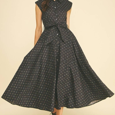 BLAIR- FLORAL BUTTON DOWN MIDI DRESS - Image 3