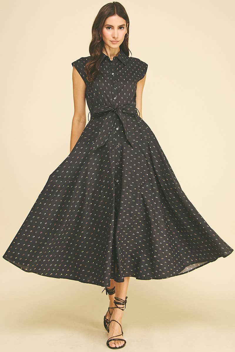 BLAIR- FLORAL BUTTON DOWN MIDI DRESS - Image 3