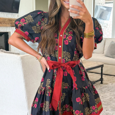 NOELLE - Black Floral Mini Dress