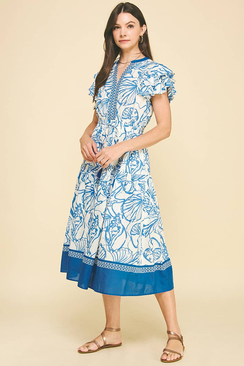 Hailey - CONTRAST SEASHELL PRINTED MIDI DRESS - Image 5
