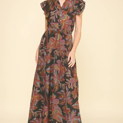 Jana - Leaf Print Tiered Maxi Dress - Image 3
