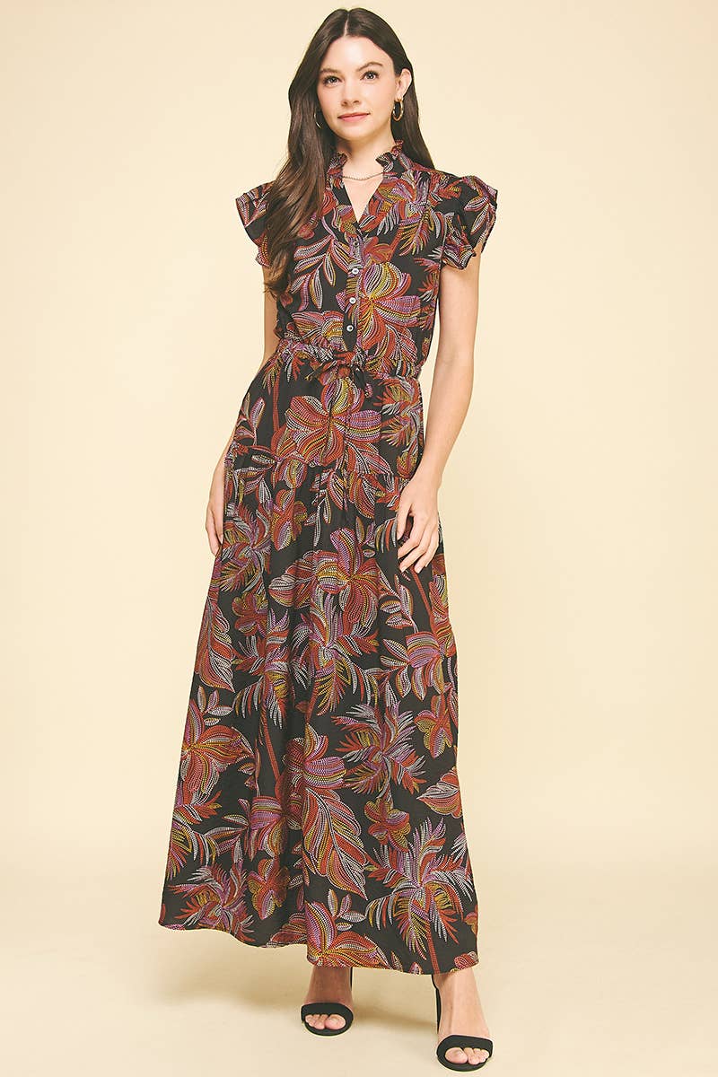 Jana - Leaf Print Tiered Maxi Dress - Image 3