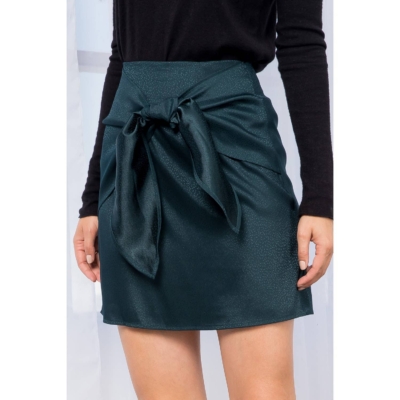 Alternative view of Bethany - Front Tie Mini Skirt