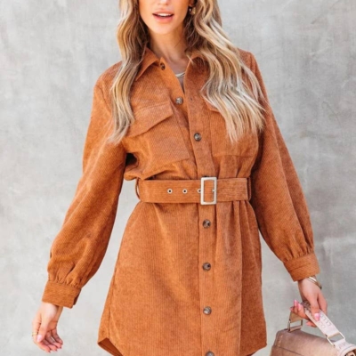Longhorn Corduroy Mini Dress