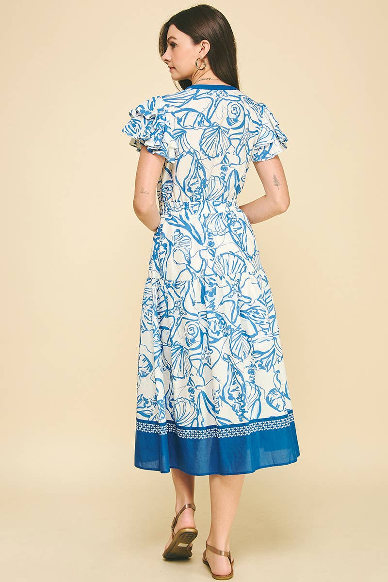 Hailey - CONTRAST SEASHELL PRINTED MIDI DRESS - Image 6
