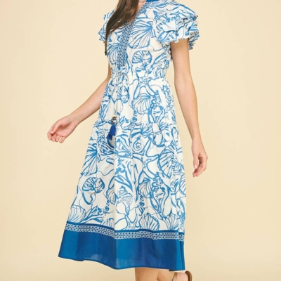 Hailey - CONTRAST SEASHELL PRINTED MIDI DRESS - Image 4