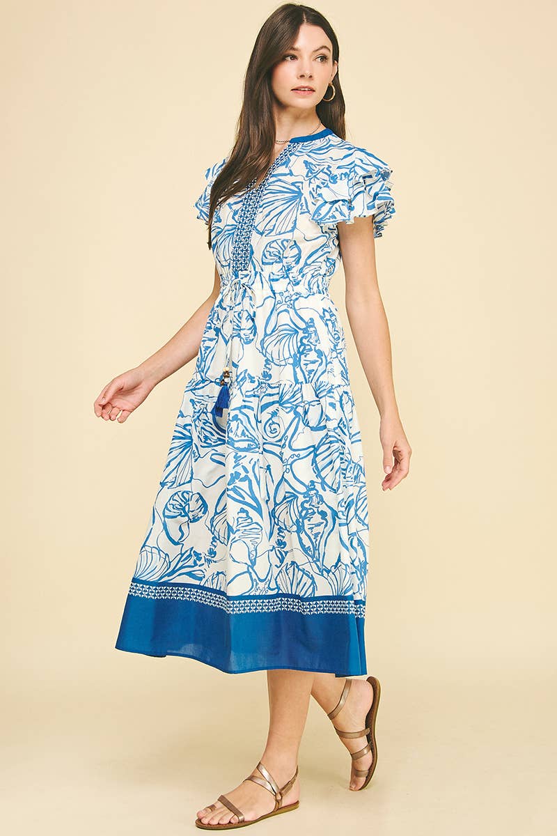 Hailey - CONTRAST SEASHELL PRINTED MIDI DRESS - Image 4