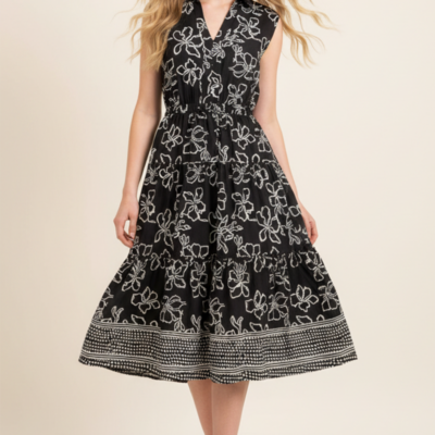 AILA- FLORAL  PRINT TIERED MIDI DRESS