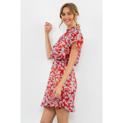 Rowena-Flutter Sleeve Print Dress - Image 7