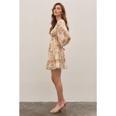 LAYLA-FRENCH FLORAL V-NECK SMOCKED MINI DRESS - Image 16