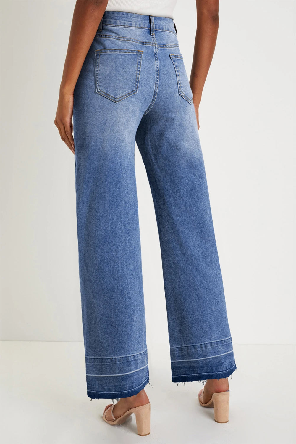 Jamie - Raw Hem Unique Cuffs Straight High Rise Loose Jeans - Image 2