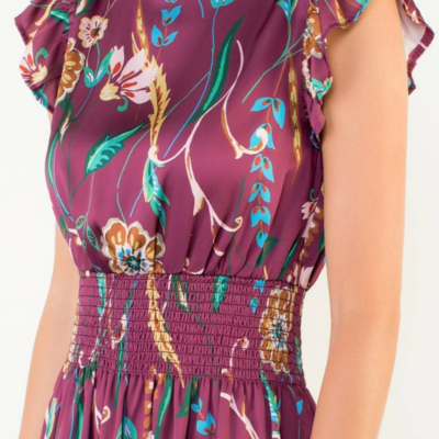 Heather -Smocked Waist Flutter Sleeve Dress - Image 9
