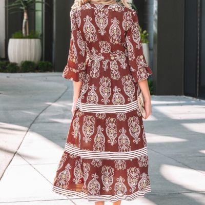 Holly - Brown Floral Tiered Maxi Dress - Image 4