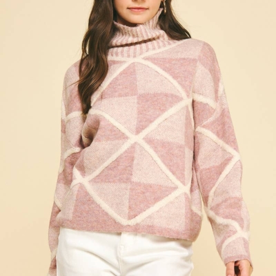 Maxine - Diamond Pattern Turtle Neck Sweater - Image 2