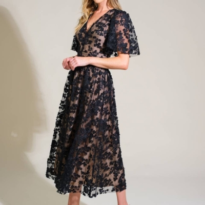 Cynthia - Lace Crochet Woven Midi Dress - Image 3