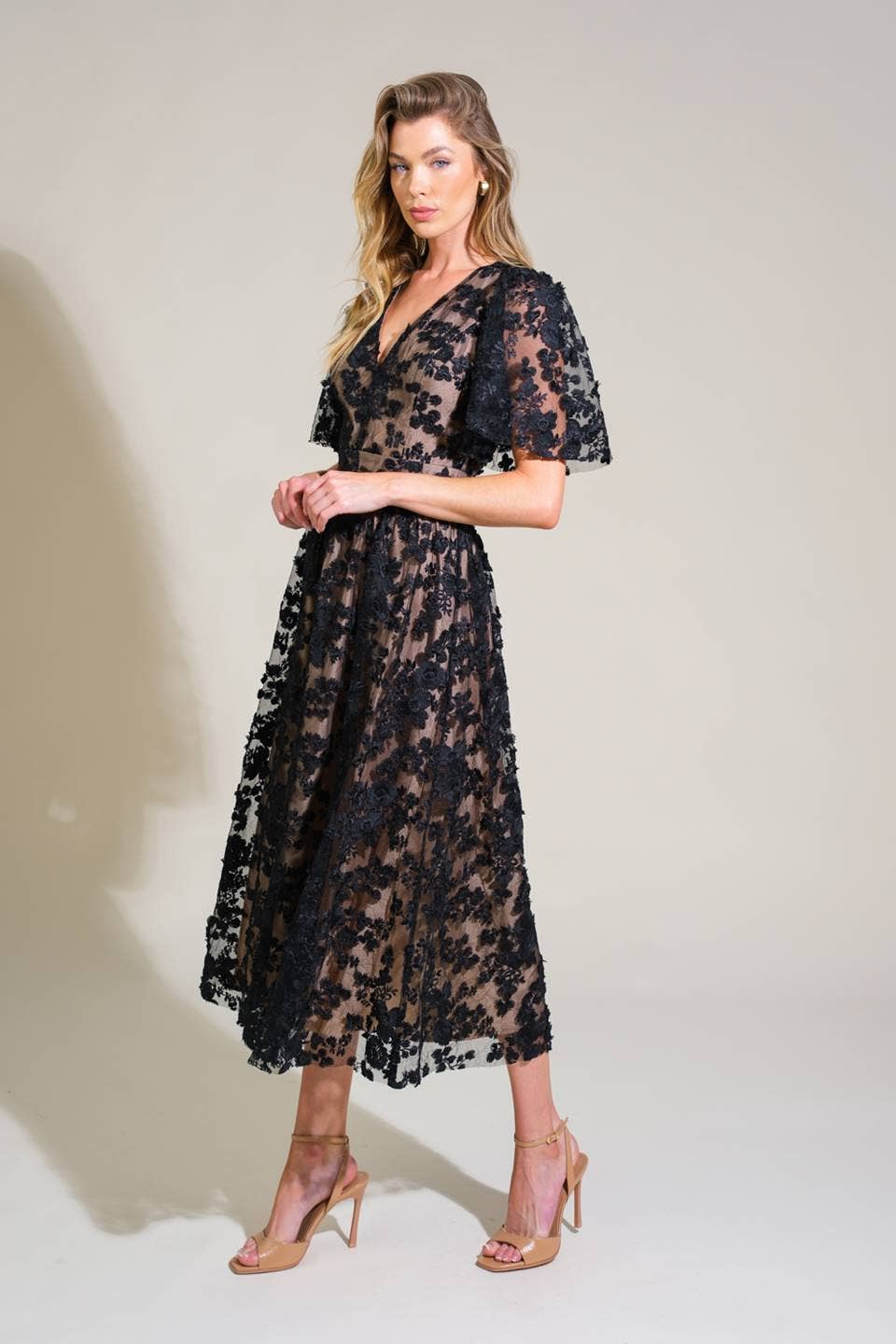 Cynthia - Lace Crochet Woven Midi Dress - Image 3