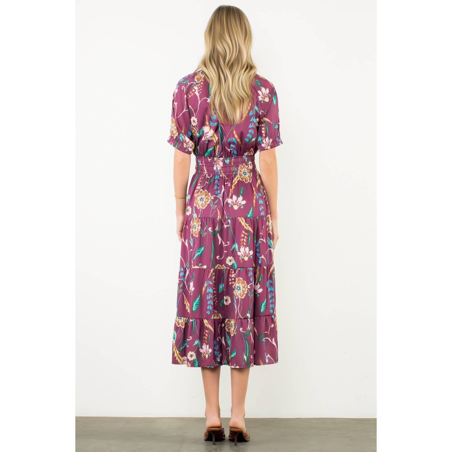 Presley-Smocked Waist Tassel Floral Maxi Dress - Image 5