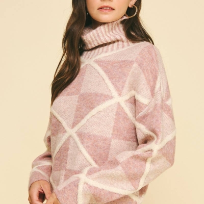 Maxine - Diamond Pattern Turtle Neck Sweater - Image 3