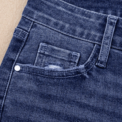 Sabrina - Folded Cuffs Distressed Straight High Waist Jeans - Image 4