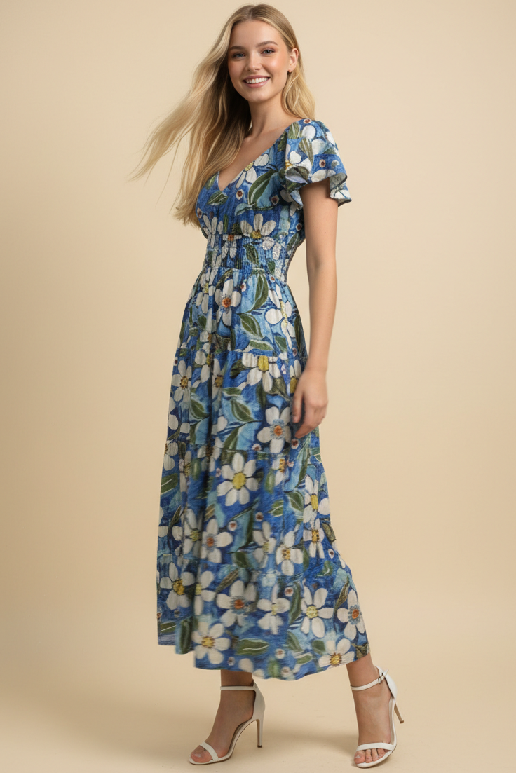 Valerie - Floral Print Tiered Midi Dress - Image 3
