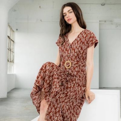 Hazel-Short Sleeve Button Down Dress