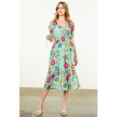 Maurice- Short Sleeve Floral Maxi Dress