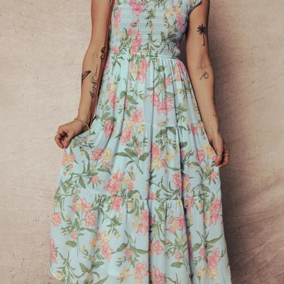 Doreen - Mint Floral Tiered Maxi Dress