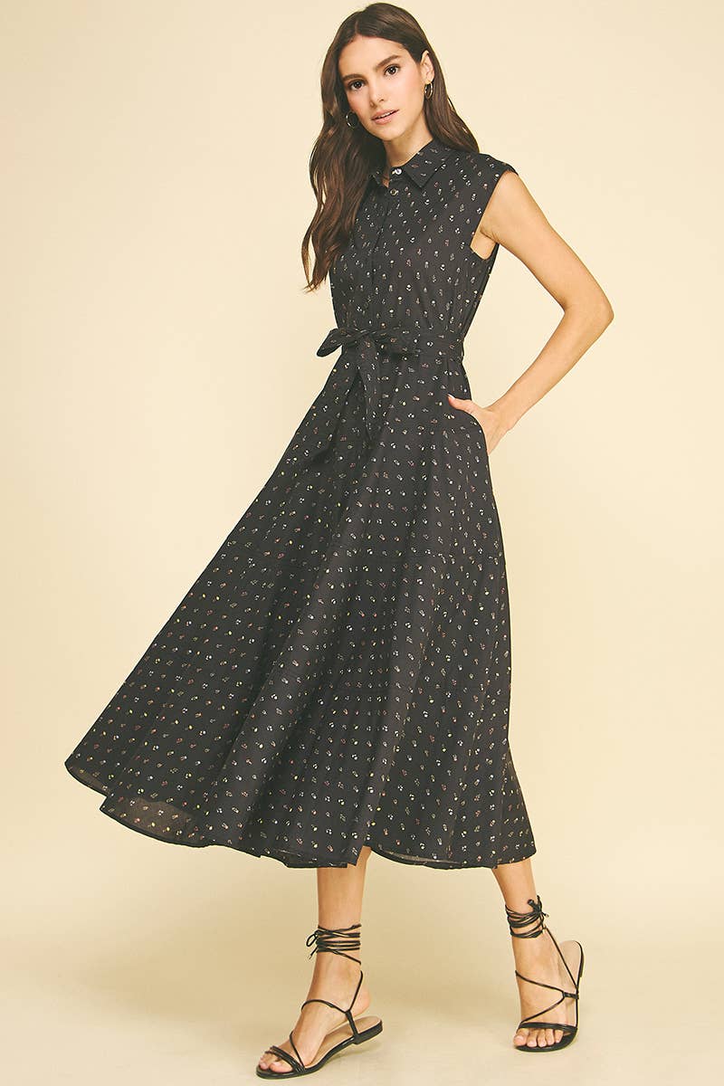 BLAIR- FLORAL BUTTON DOWN MIDI DRESS - Image 4