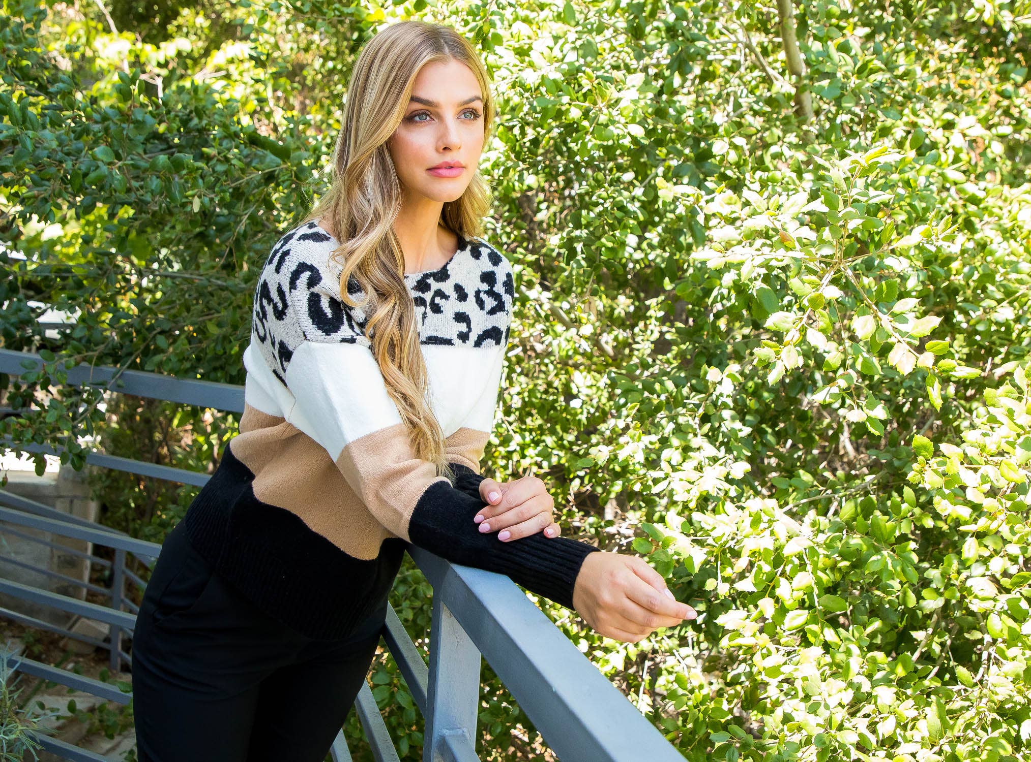 Talia-Colorblocked Cheetah Sweater - Image 9
