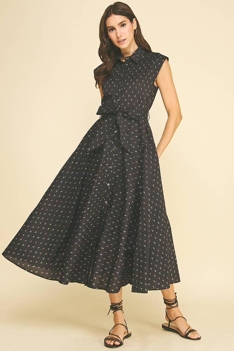 BLAIR- FLORAL BUTTON DOWN MIDI DRESS