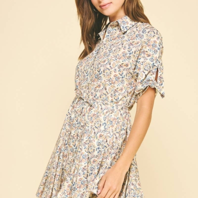 Karen - Floral Button Down Mini Dress - Image 3