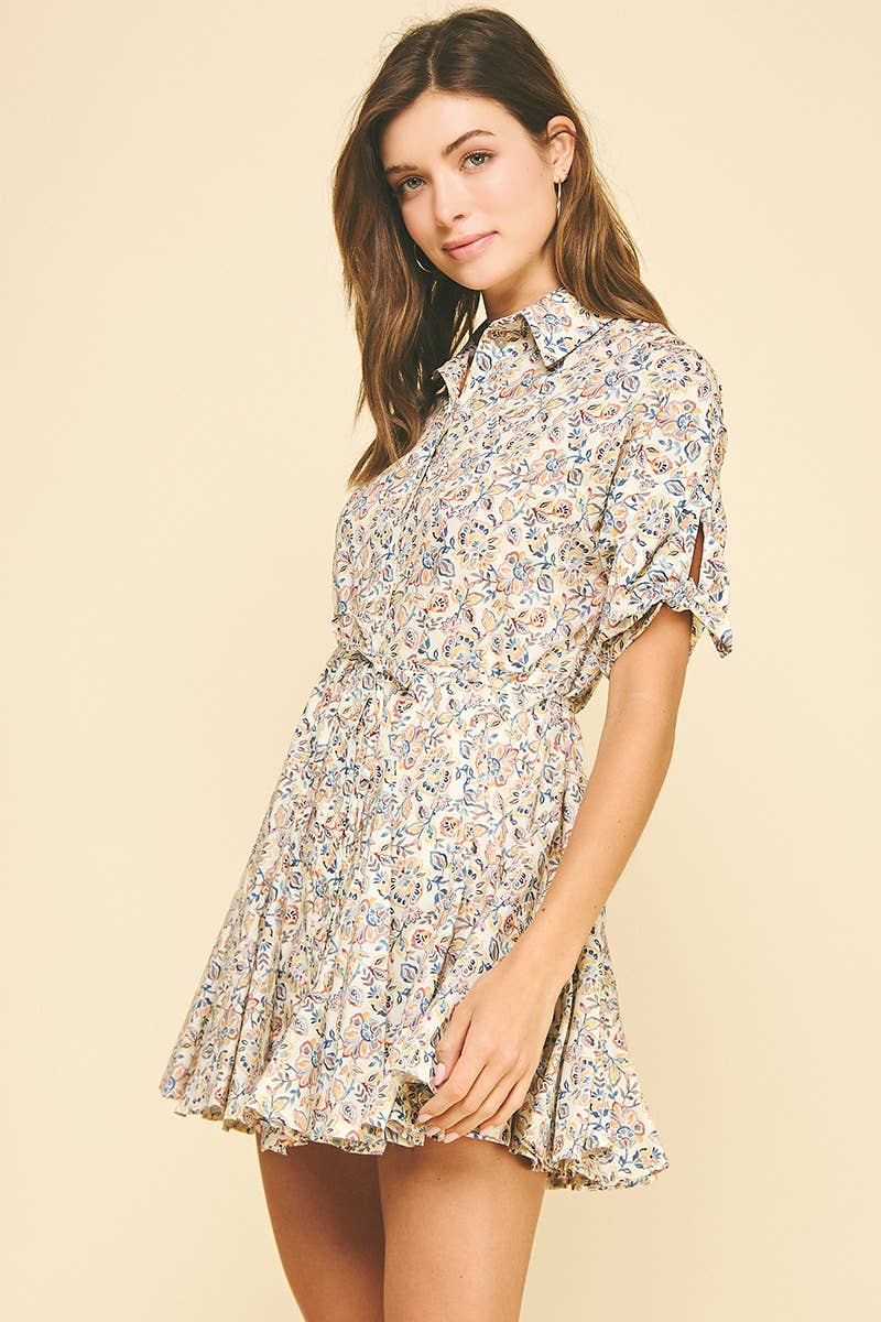Karen - Floral Button Down Mini Dress - Image 3