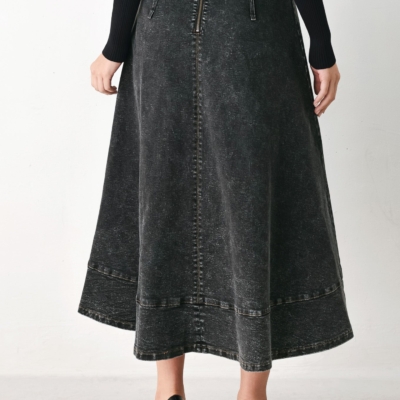 SHADOW STITCH ROMANCE DENIM MIDI SKIRT - Image 7