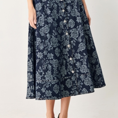 ROSETTE FLORAL WOVEN JACQUARD FULL SKIRT