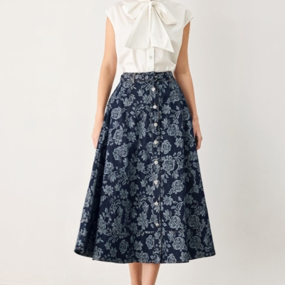 Alternative view of ROSETTE FLORAL WOVEN JACQUARD FULL SKIRT